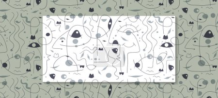 Photo for Illustration simple drawing geometric shape, doodle art. Abstract graphic design, vector seamless pattern with black and white line. Cute cartoon seamless design for print fabric, wallpaper background - Royalty Free Image