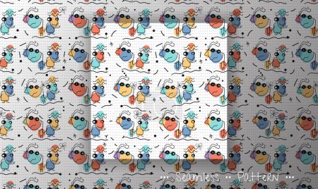 Photo for Vector illustration seamless pattern, Hand drawing abstract cute face with colorful color, cartoon kid doodle style. Modern graphic design for wallpaper background - Royalty Free Image