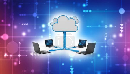 Téléchargez les photos : Rendement 3D Concept Cloud Computing, arrière-plan du concept de technologie Internet Cloud, Cloud Computing et concept de technologie de sécurité réseau - en image libre de droit