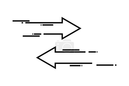 Ilustración de Flecha negra de doble dirección lateral como transferencia. simple tendencia plana moderno logotipo lineal diseño de arte gráfico aislado sobre fondo blanco. Flecha rápida. ilustración vectorial - Imagen libre de derechos