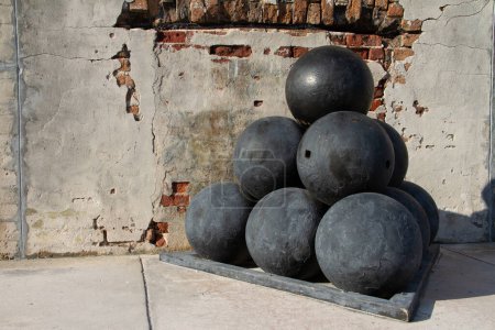 Photo for Old Cannon balls at Fort Zachary Taylor National Historic State Park, Key West, Florida, United States - Royalty Free Image