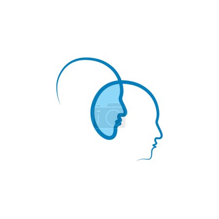 Téléchargez les illustrations : Visage humain psychologie logo icône clipart design - en licence libre de droit
