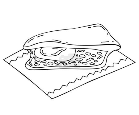 Illustration for Baked pie with filling. Torta pascualina is originall. Argentinian food. Also known as Italian Easter pie. Vector Linear hand drawing in doodle style for design of culinary themes and menu - Royalty Free Image