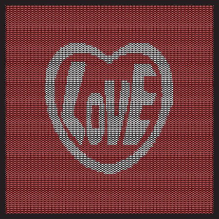 Téléchargez les illustrations : Fond d'amour coeur tricoté. Illustration vectorielle chaude - en licence libre de droit