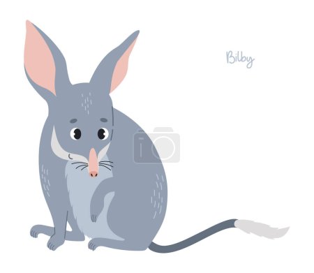 Ilustración de Lindo bilby. El animal australiano es mamífero salvaje. Ilustración vectorial en estilo plano de dibujos animados - Imagen libre de derechos