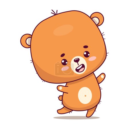 Ilustración de Sonriente cachorro de oso alegre. Divertido personaje de animal kawaii. Ilustración vectorial. Colección niños - Imagen libre de derechos