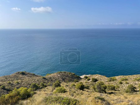 Photo for Landscape of cliff. Between Benidorm beach, Finestrat bay and Villajoyosa, Alicante. Summer vacational destination. Travel concept. High quality photo - Royalty Free Image