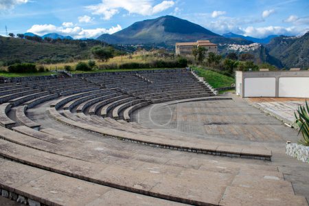 Photo for View of the Arena of the Amphitheater Made of stone in the Region of Calabria, Cosenza, Southern Italy. Fantastic View, Natural Panorama. - Royalty Free Image