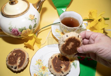 Celebrate  St davids  day  with  fine  china  vintage  party  welsh  cakes  welsh  national  flag  