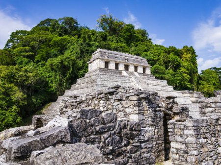 Photo for Stunning ruins of Palenque archaeological site and its well-preserved Temple of Inscriptions, Chiapas, Mexico - Royalty Free Image