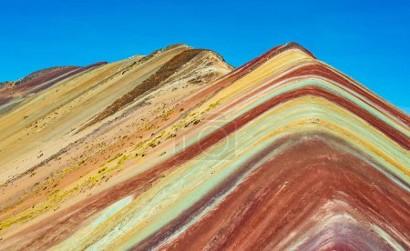 Amazing colors of Vinicunca, the majestic rainbow mountain located in Cusco region, Peru