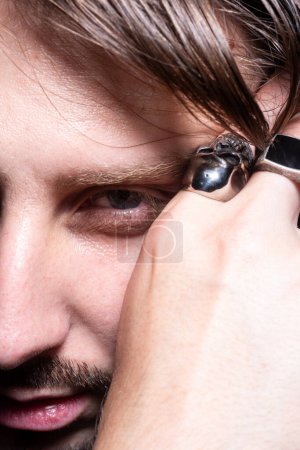 Photo for Close up face of man with serious face - Royalty Free Image