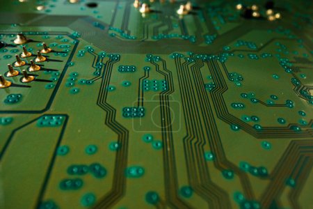 Photo for Technology hardware background. High tech electronic circuit board background. Electronic circuit board, technology chips to the motherboard. Electronic technology digital chip. Tech background - Royalty Free Image