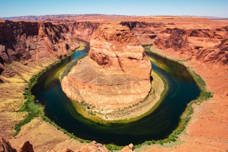 Photo for Horseshoe Bend and Colorado river on Arizona. Canyon on the border of Nevada and Arizona. Desert mountain in National Park - Royalty Free Image