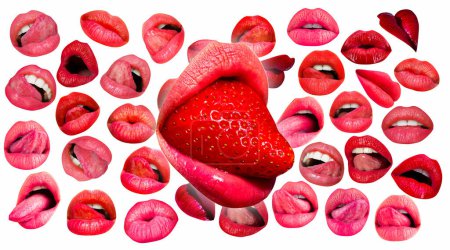 Photo for Lips and mouth. Red lip background. Female lips - Royalty Free Image