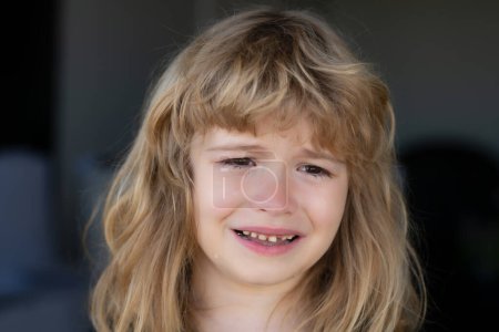 Photo for Portrait of crying kid. Upset sad child cry. Kid emotions. Small child crying dramatically. Upset child throwing a tantrum - Royalty Free Image