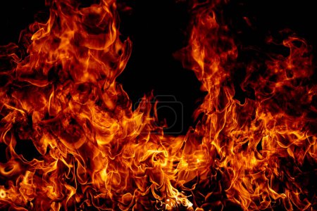 Foto de Fuego llama movimiento patrón abstracto textura. Fuego ardiente, fondo de superposición de llama - Imagen libre de derechos