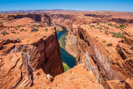 Téléchargez les photos : Colorado river on Horseshoe Bend, Arizona. Red rock of the canyon. Arizona and Utah desert. Rocks mountain - en image libre de droit