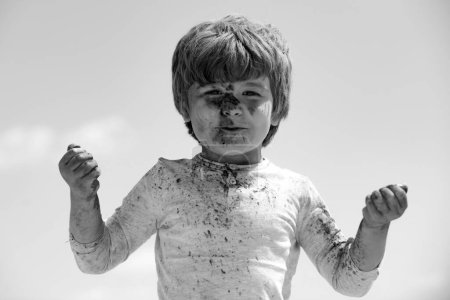 Photo for Kids Holi festival of colors.. Painted face of smiling kid. Little boy plays with colors - Royalty Free Image
