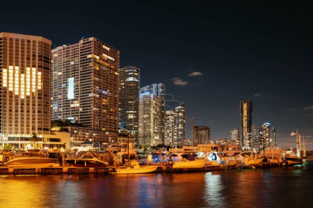 Photo for Florida Miami skyline city. Skyscrapers at the night. USA - Royalty Free Image