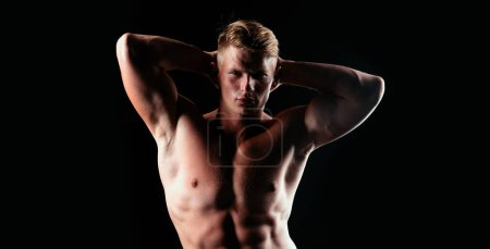 Photo for Naked Man. Nude male torso. Sexy muscular guy. Topless muscular fitnes model body - Royalty Free Image