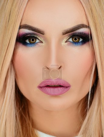 Photo for Closeup makeup. Beauty face. Cosmetic eye. Luxury Smokey eyes - Royalty Free Image