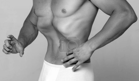 Photo for Man slim stomach. Naked male torso. Fitness and healthy lifestyle. Males underwear - Royalty Free Image