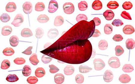Téléchargez les photos : Lips and mouth. Red lip background. Female lips - en image libre de droit