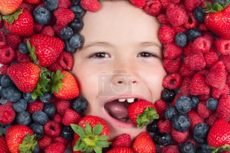 Photo for Berrie set. Berries mix of strawberry, blueberry, raspberry, blackberry for children - Royalty Free Image