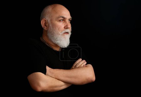 Photo for Portrait of Senior on black, close up face - Royalty Free Image