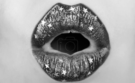 Photo for Closeup Lip Makeup. Lipstick or Lipgloss. Beauty Model. Woman cosmetics - Royalty Free Image