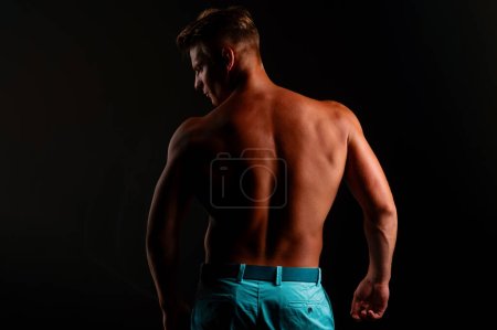 Photo for Naked man back. Nude male torso. Sexy muscular guy. Topless muscular fitnes model body - Royalty Free Image