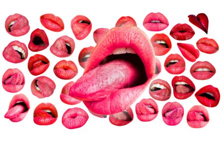Photo for Lips and mouth. Sexy lips. Red lip background. Female lips - Royalty Free Image