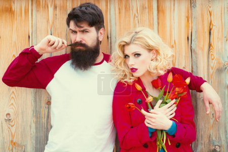 Photo for Relationship concept with boyfriend and girlfriend together. Couple in love. Valentine day concept - Royalty Free Image