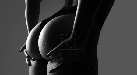 Photo for Fitness sexy form. Sexy ass in erotic lingerie. Perfect Female Buttocks slim figure, bikini thong underwear. Woman sexy silhouette body in panties - Royalty Free Image