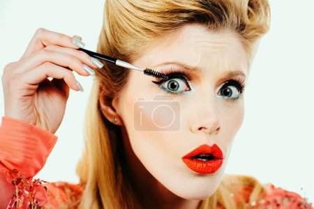 Photo for Eyebrows concept. Retro natural eyebrows and eyelashes. - Royalty Free Image