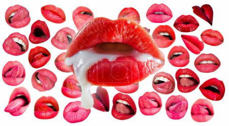 Photo for Lips and mouth. Red lip background. Female lips - Royalty Free Image