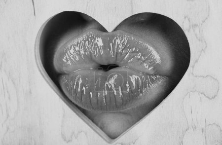 Photo for Lips in heart shape. Valentines day, kiss - Royalty Free Image