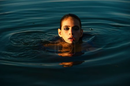 Photo for Sexy woman posing in water. Summertime. Sensual girl summer portrait. Beauty female - Royalty Free Image