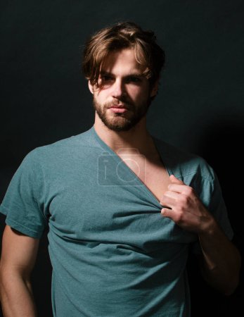 Photo for Young gay. Seductive face of a sexy man. Macho looking confident - Royalty Free Image
