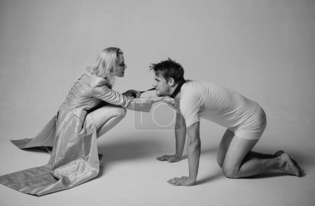Photo for Man doggystyle concept. Dominant woman. Rape and Sexual game for man - Royalty Free Image
