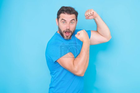Photo for Portrait of excited man. Wow, its unbelievable. Excited man with shocked, amazed expression face. Excited facial expression. Human emotions man excited facial expression - Royalty Free Image