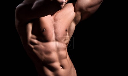 Foto de Chico caliente. Un tipo con cuerpo sexy. Hombre musculoso guapo con seis abdominales paquete - Imagen libre de derechos