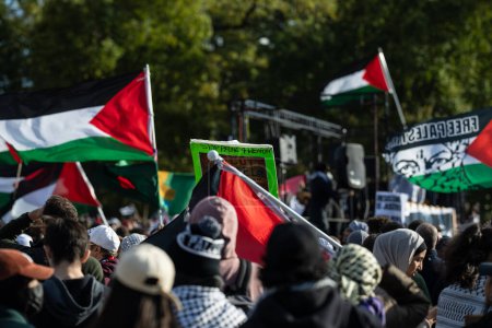 Photo for Washington DC, USA - October 21, 2023: Pro-Palestine, anti-Israel protesters. Israel and Hamas in the Gaza Strip. War between Israel and Palestine. Protesting the Iranian Government for Killing - Royalty Free Image