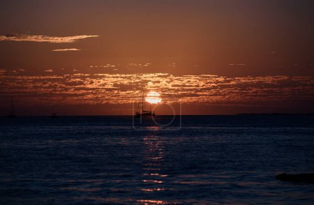 Photo for Panoramic sea ocean sunrise. Seascape on sunrise over sea. Nature landscape. Beautiful cloudscape over the sea, sunrise shot - Royalty Free Image