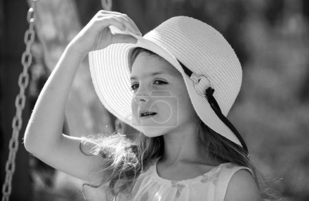 Photo for Portrait of pretty child girl in summer park. Face close up of cute teen girl outdoor. Summer vacation and happy childhood - Royalty Free Image