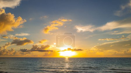 Photo for Sea beach with sky sunset or sunrise. Cloudscape over the sunset sea. Sunset at tropical beach. Nature sunset landscape of evening sea - Royalty Free Image