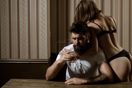 Married couple, sexual problems and alcohol addiction concept
