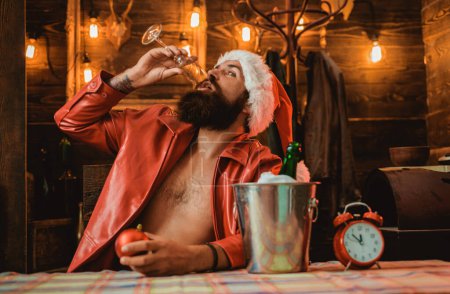 Photo for New Year drinking. Santa drink champagne. New year champagne. Boys, were better off drinking today. You need a decent drink on New Year - Royalty Free Image