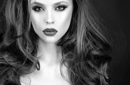 Photo for Beautiful Professional Makeup. Red Lips and Smoky Eyes Make up. Gorgeous Glamour Fashion - Royalty Free Image